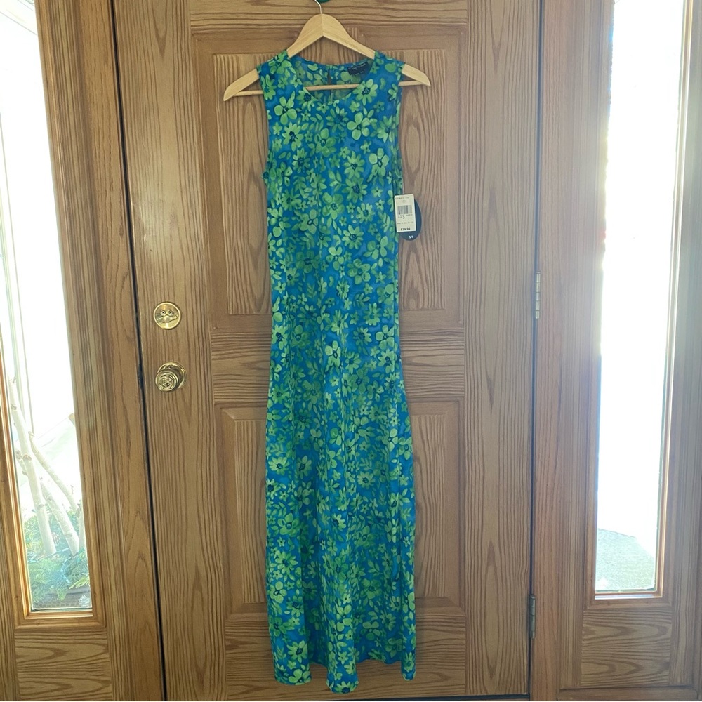 My Michelle Teal and Blue Floral Sleeveless Maxi Dress